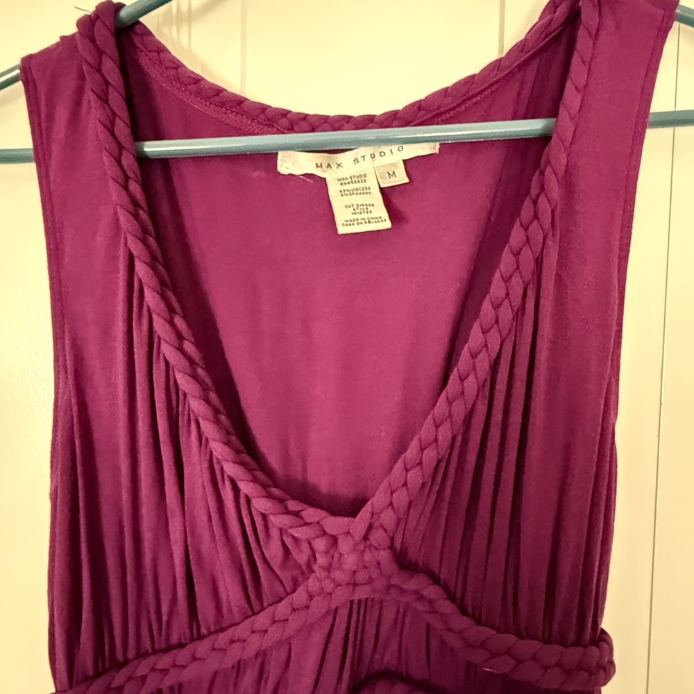 Max Studio Purple Sleeveless Braided Trim Maxi Dress Size M